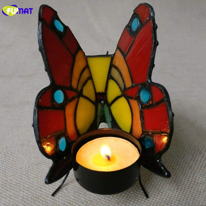Tiffany Candle Holders Stained Glass Butterfly Table Centerpieces Tealight Holder Night Light Wedding Mother Girl