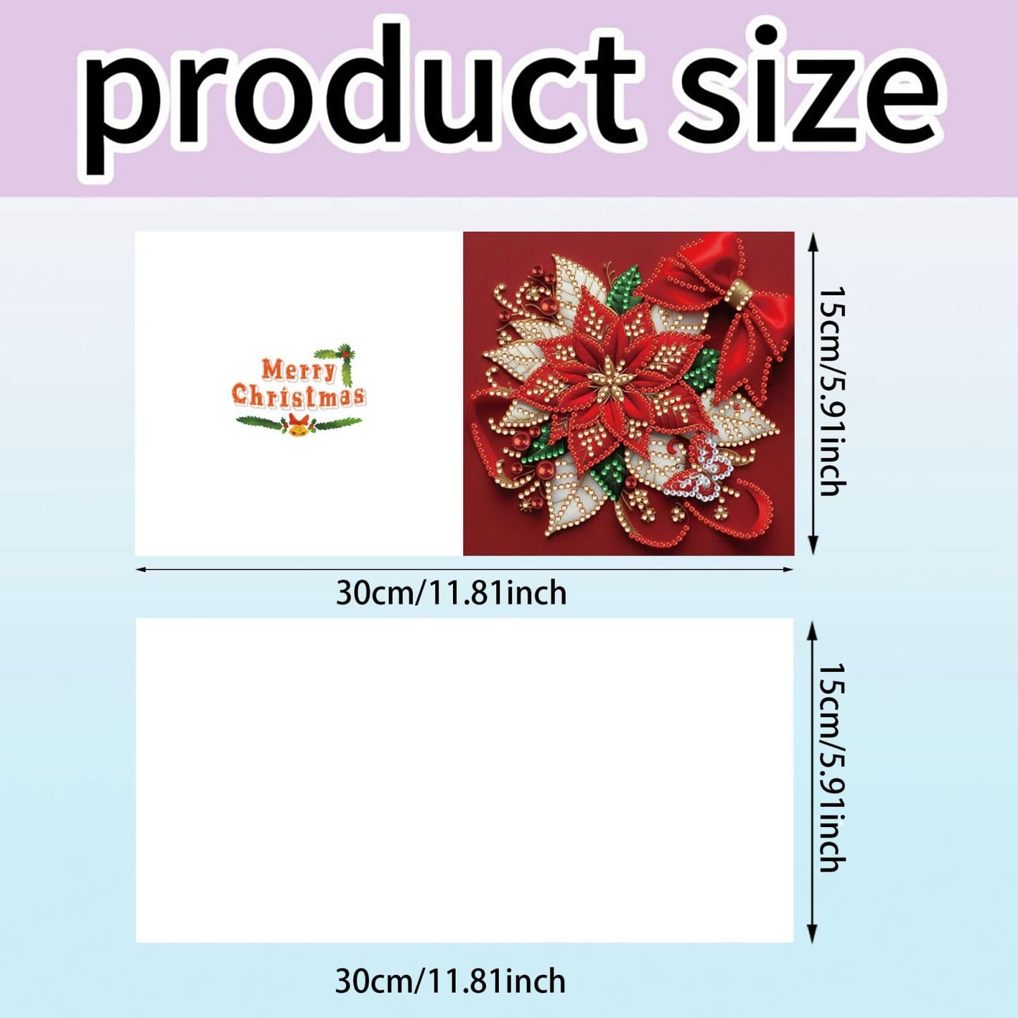 DIY Diamond Art Painting Greeting Cards Set, 5D DIY Diamond Christmas Halloween Blessing Greeting Wish, Birthday Card Making Kits for Family Friends Handmade Gift-Poinsettia-1