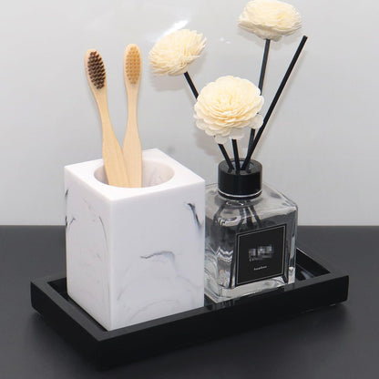 Bathroom Vanity Tray, Black Marble Countertop and Vanity Tray, Resin Tray for Bathroom Decor