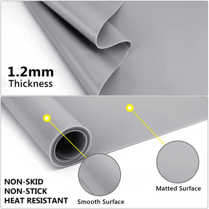 Gartful Oversize Silicone Mat for Crafts, 31.5 x 23.6 inches 1.2mm Thick Silicone Craft Pad for Jewelry Casting Resin Molds, Countertop Protector, Nonstick Placemat, Counter Table Mat, Light Grey