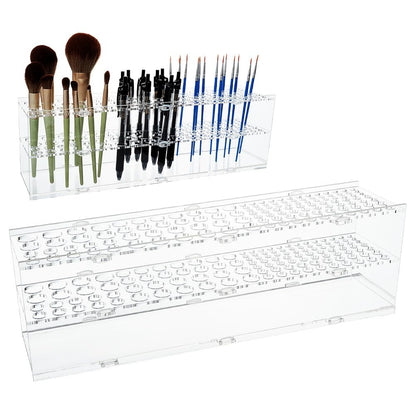 ACRNIGHEET Acrylic Paint Brush Holder, 125 Holes Brush Organizer, Multi-functional 7 Compartmen Storage Rack for Brushes Pen Pencil Artist