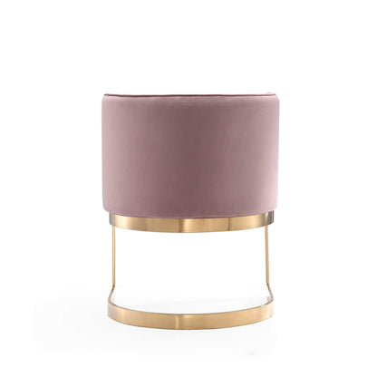 Manhattan Comfort Aura Velvet Dining Chair with Modern Floating Frame Design, Curved Backrest, Upholstered Padded Cushions, Polished Brass Finish, No Assembly Required, Set of 2, Blush