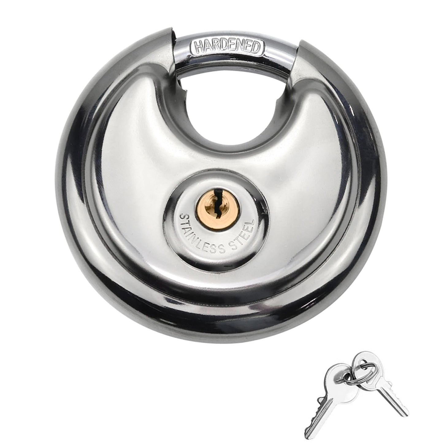 Helonge Disc Padlock with Key, Storage Unit Lock, Discus Padlock Heavy Duty Round Circle Lock for Warehouse, Garage, Gym, Storage Locker, and Outdoors