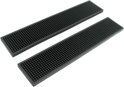 17.5x3.5 inches (Pack 2) BARsics Long PVC Bar Rail Mat Non-Slip Serving Spill Mat