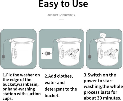 Mini Washing Machine Portable Washer for College Rooms, Travel Home Apartment Laundry, Small Turbine Washer with USB