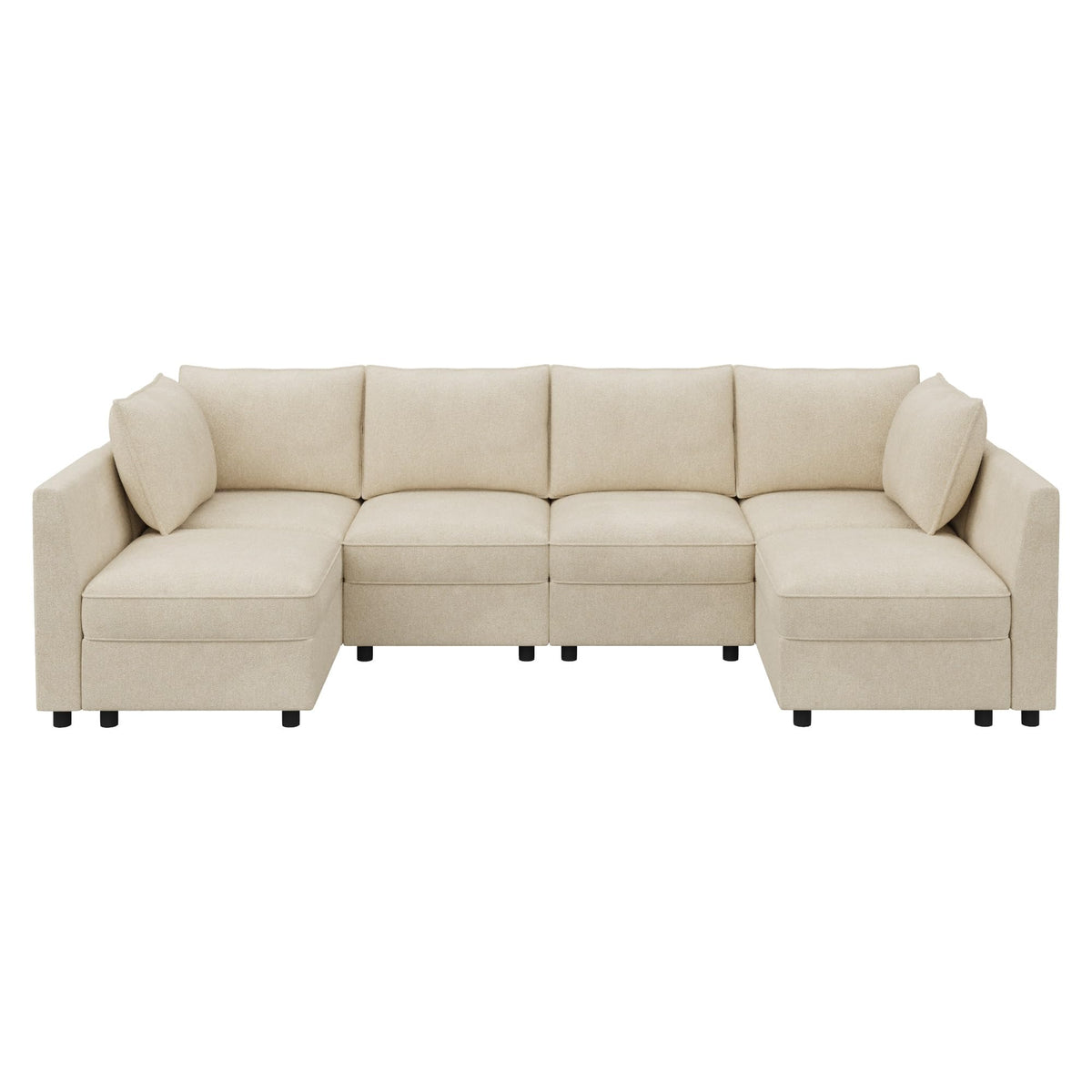HONBAY Modular Sectional Sofa Couch with Storage, Modern U Shaped Sectional Sofa, Convertible Sectional Couch for Living Room - Beige