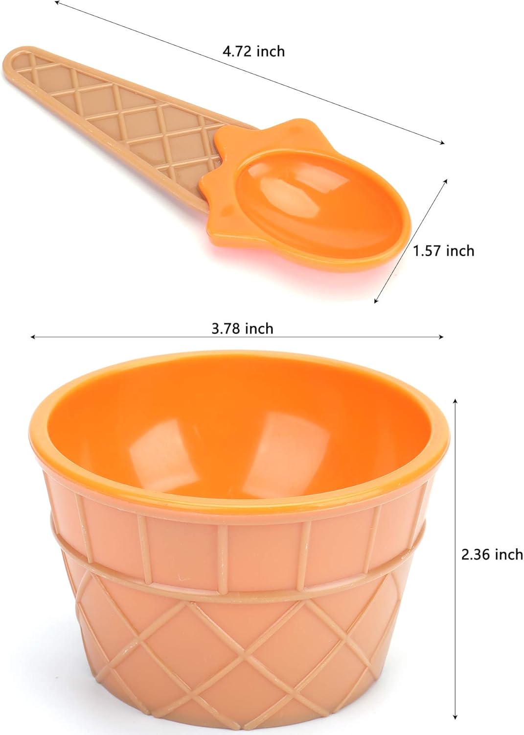 24 Pack 6 Set Frozen Summer Lawei Plastic Ice Cream Bowls with Spoons, Reusable Fun Ice Cream Cups Bulks, Cartoon Candy