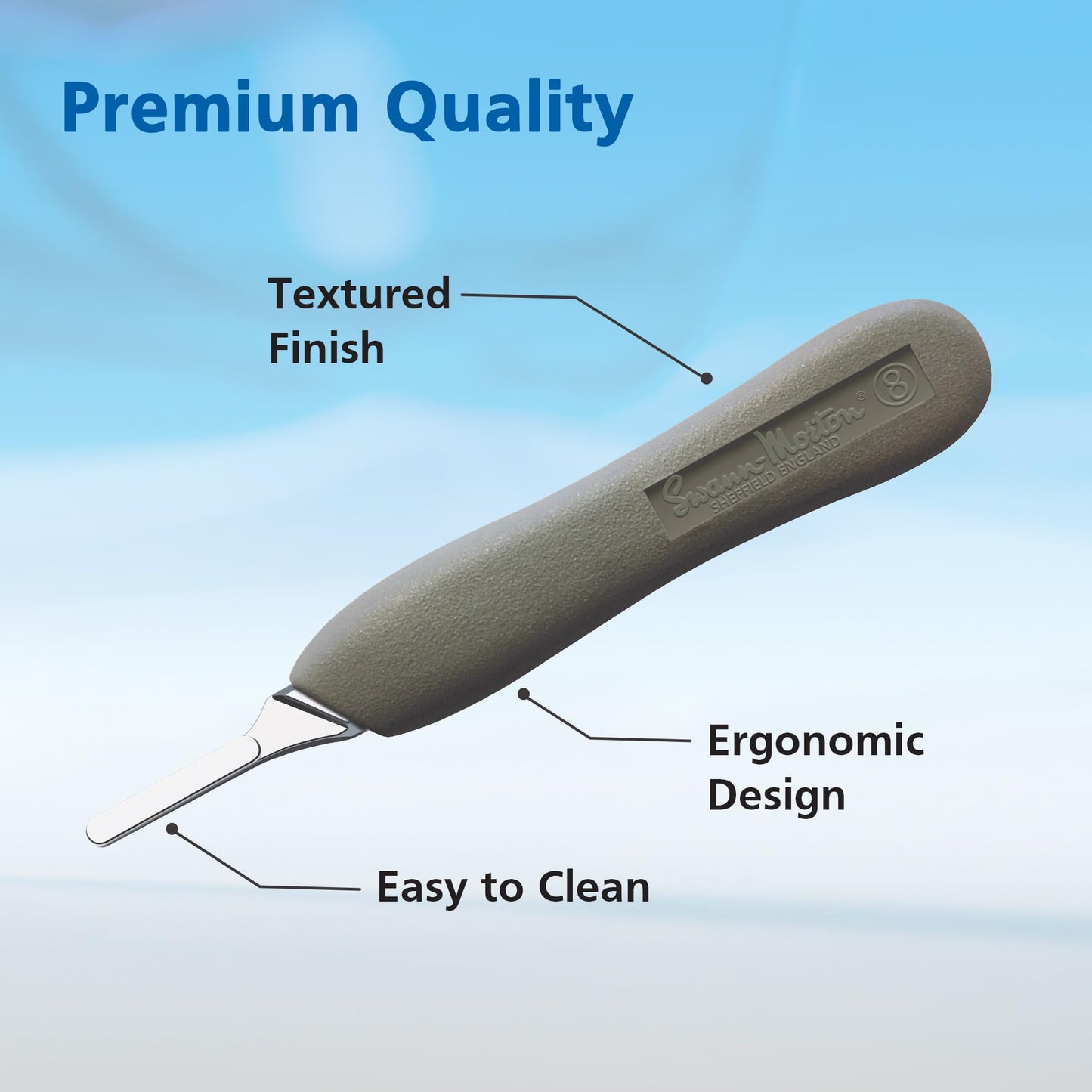 Swann Morton Ergonomic Scalpel Handle No. 8 - Plastic Design, Compatible with Blades 60 & 70, Surgical Knife Handle, Tool for Lab & Hobby Use, Precision Instrument