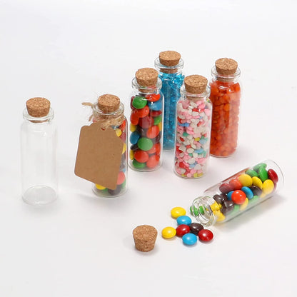 Minsily 100 Pcs 2ml Mini Glass Bottles with Cork Stoppers, 20 Meters Twines, Tiny Jars, Clear Mini Vials, Corked Bottles for DIY Arts, Crafts, Decoration, Party Favors, Gift