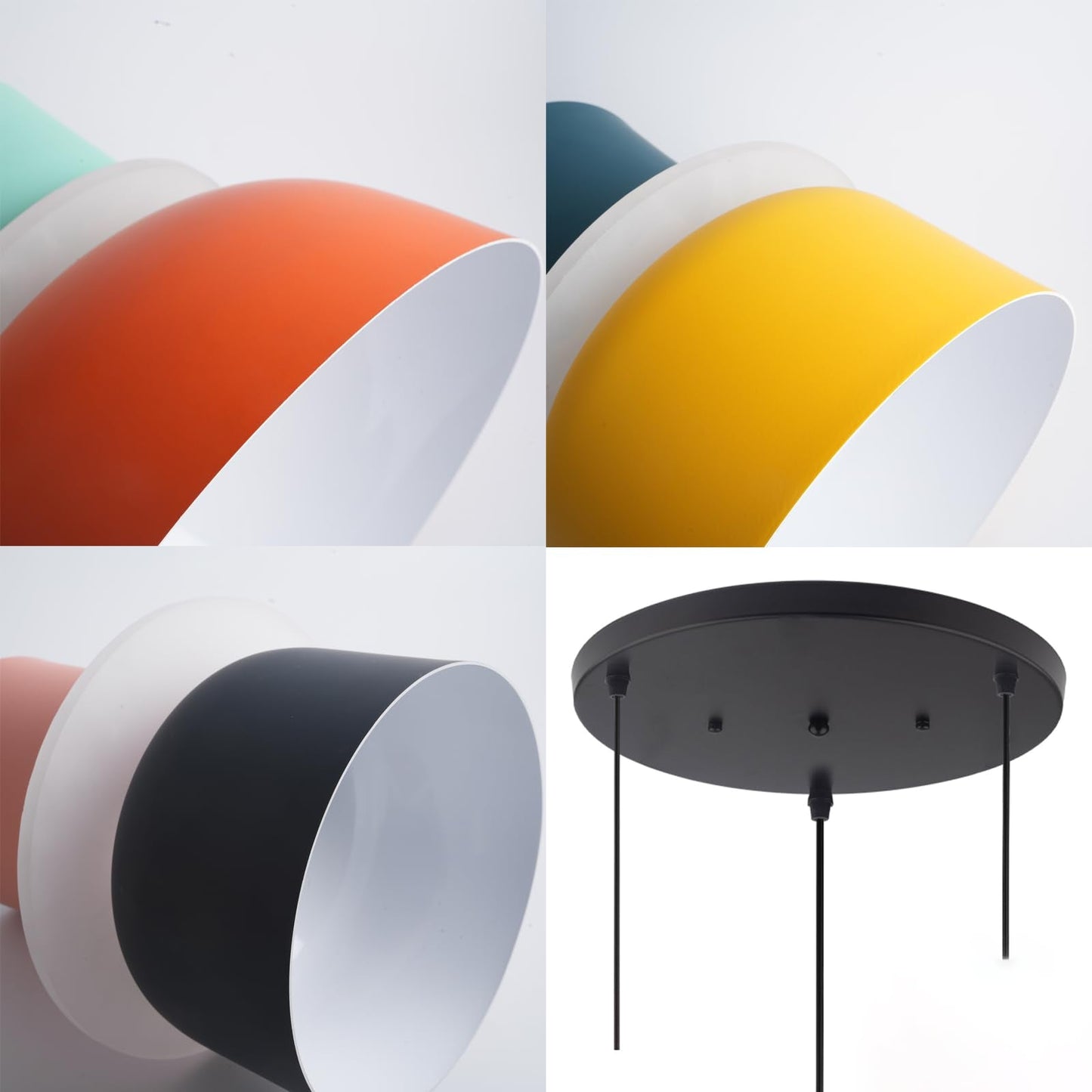 Qufute Nordic Modern Pendant Light Macaron Color Mid Century Hanging Light Fixture with Aluminum Shade Colorful Chandelier Ceiling Pendant Lights for Dining Room Kitchen (3-Light)