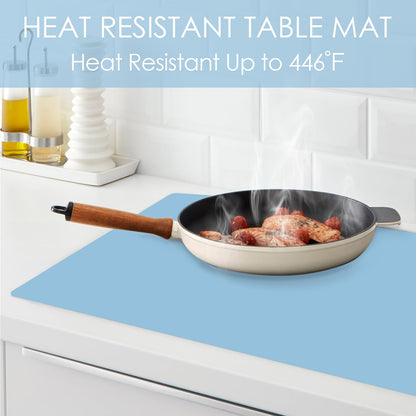 Extra Large Silicone Mats, Food Grade & Thick Silicone Pad Table Mat for Crafts, Kids Placemat, Silicone Heat Resistant Mat Kitchen Counter Mat for Baking Pastry, 23.6''x15.75'' Light Blue, 1Pack