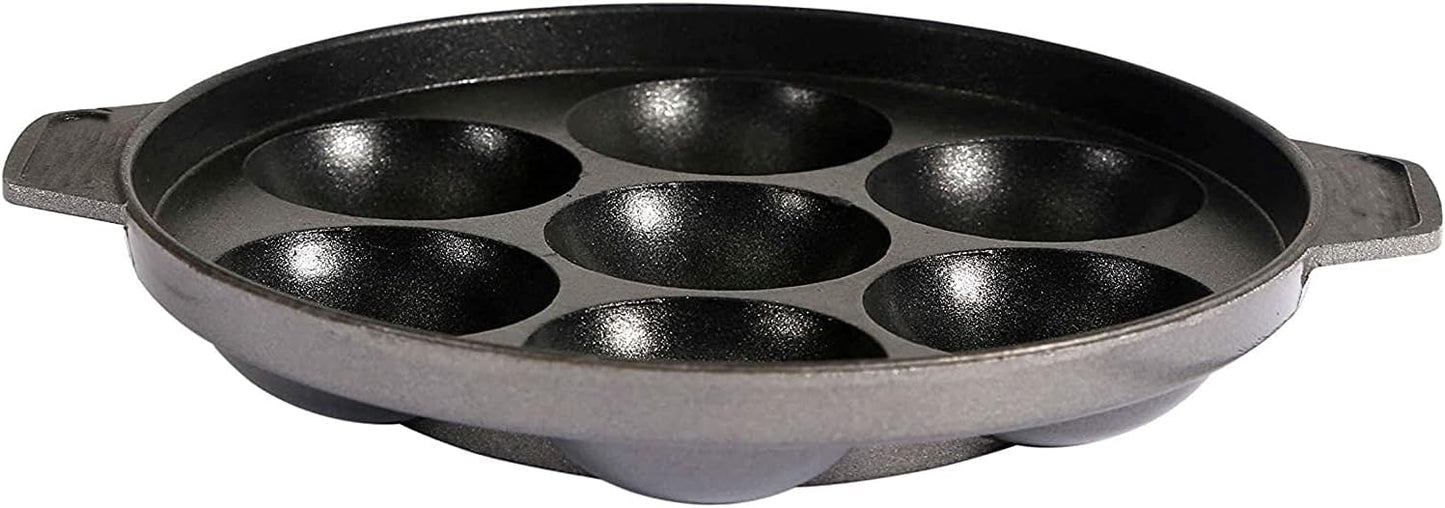 G & D Non Stick Appam Pan, 7 Pits Appam Maker with Stainless Steel Lid