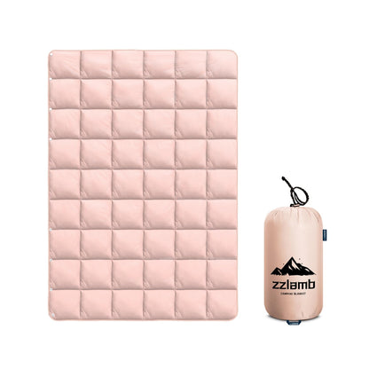 zzlamb Puffy Camping Blanket Down Alternative Small Size for Kid, Lightweight Water-Repellent Throw Blanket Compact, Portable Quilt Couch Travel Beach Picnic Hammock Backpacking, Cherry Pink 39''x55''