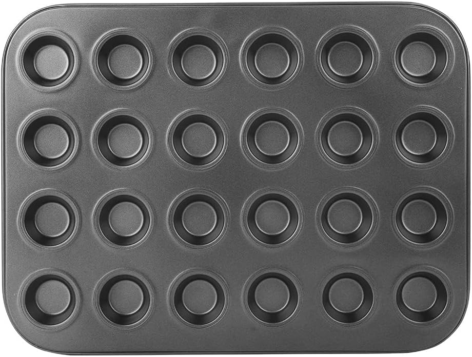 Muffin Pans, 24 Cups Nonstick Steel Cupcake Pan, Black Bakeware for Mini Muffin Tins and Baking