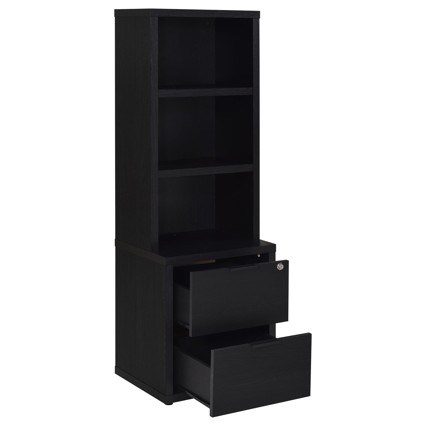 Coaster Home Furnishings Westpark 3-Shelf Bookcase USB and Lockable Drawer Black
