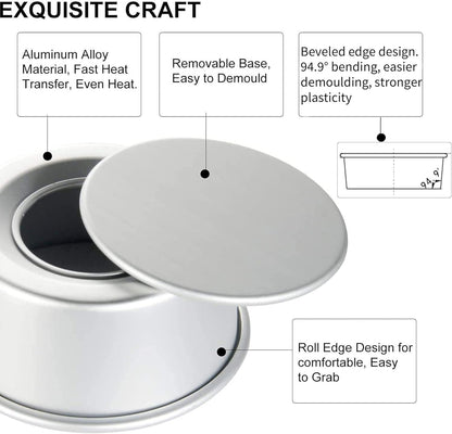 EXGOX 2 Pack 9-Inch Non-Stick Deep Aluminum Round Cake Pan with Removable Bottom for Wedding/Birthday/Christmas Baking