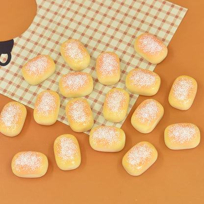wybcfp 50 Pcs Artificial Mini Bread DIY Accessories Resin Miniature Bread Cake Decor Simulation Bread Craft Charm for DIY Craft Accessories Mini Kitchen Decoration
