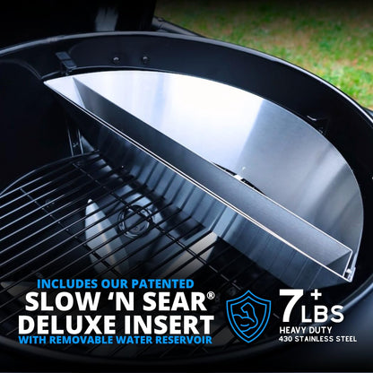 SnS Grills 22-Inch Charcoal Grill and Smoker — MasterKettle with Patented Slow ‘N Sear Deluxe Insert, 304 Stainless EasySpin Grate, Integrated Side Table, 10-Year Warranty.