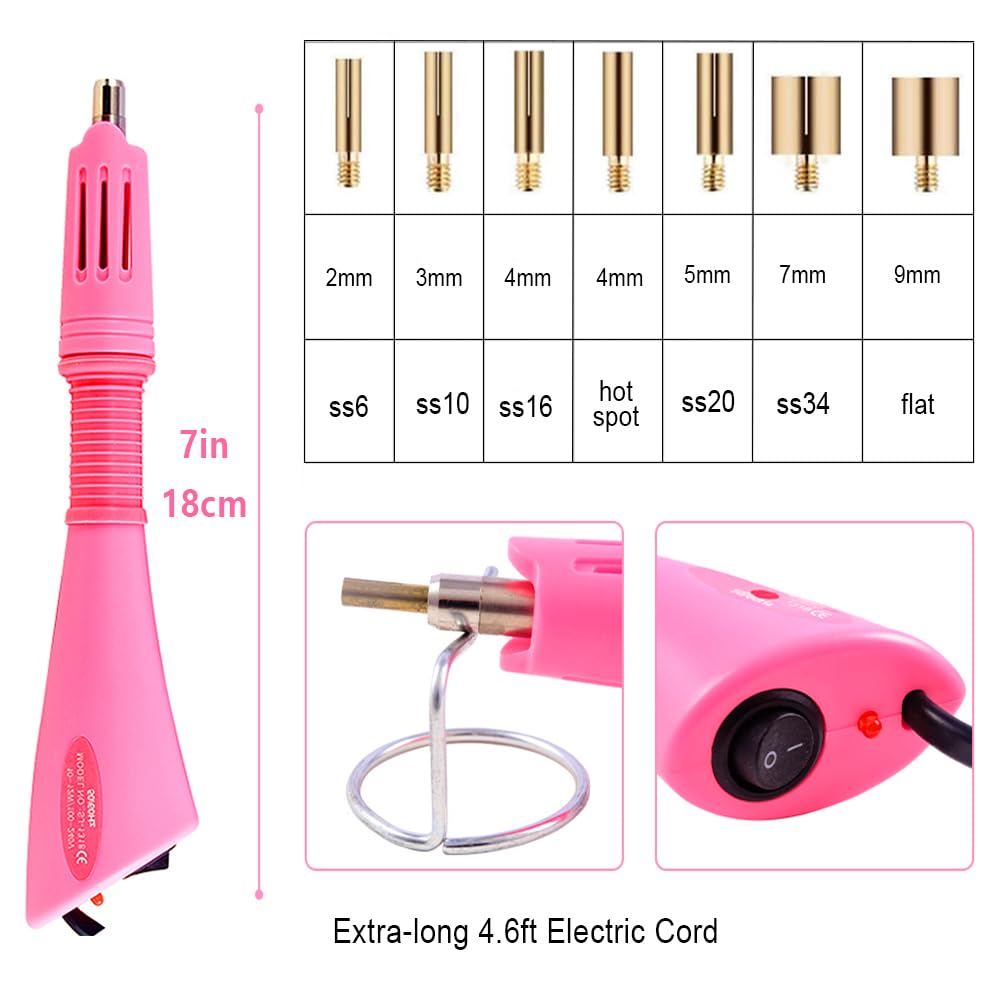 blinginbox Hotfix Rhinestone Setter Hot Fix Applicator Tool Bedazzler Kit with Rhinestones Hot Fixed Wand for Clothes Clothing Fabric DIY Crafts 4000 Pcs Round Crystals Gems for Shoes and Clothes