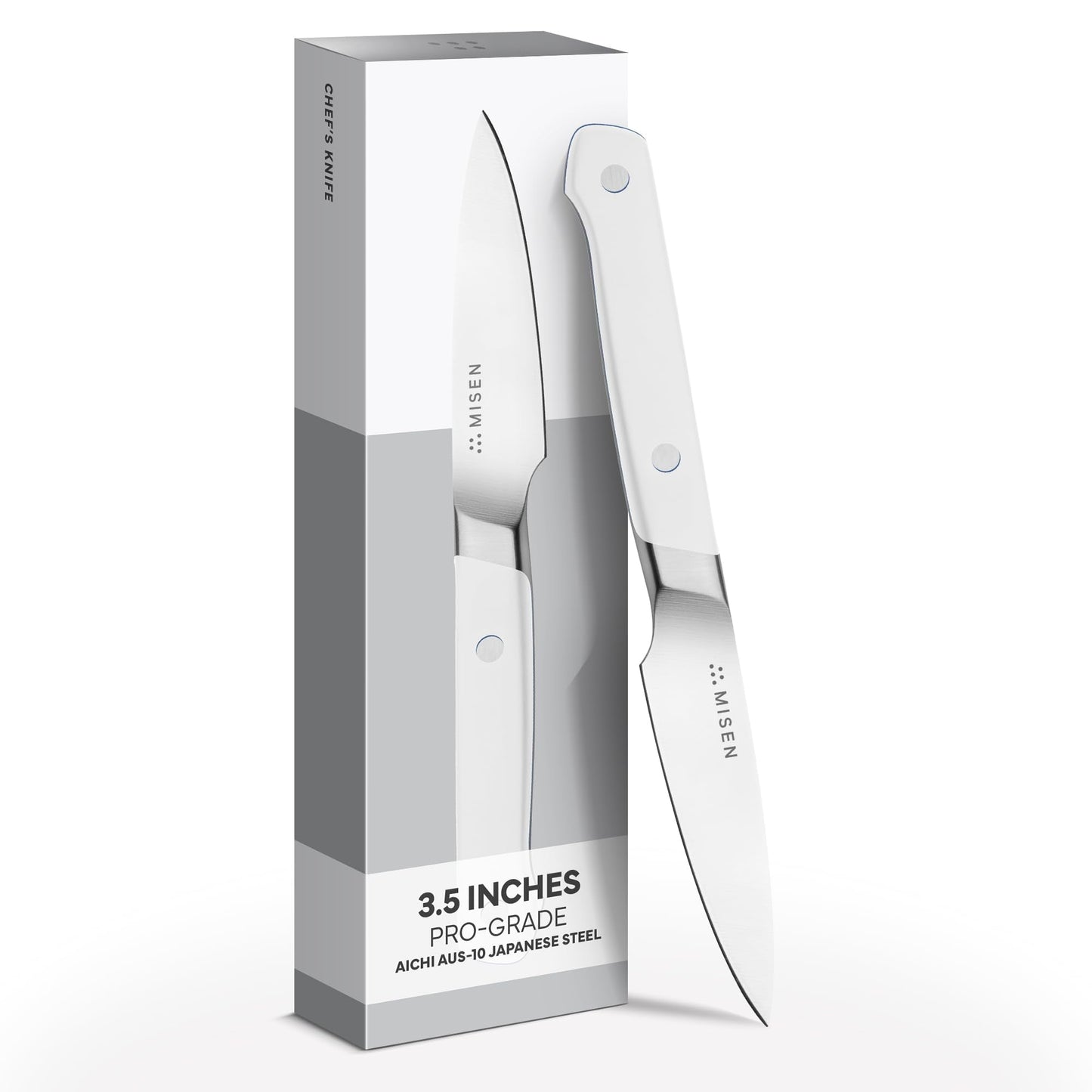 Misen 3.5" Paring Knife – Precision High-Carbon Stainless Steel Blade – Ergonomic Handle for Peeling, Trimming, and Slicing – Lightweight, Versatile Kitchen Tool for All Culinary Tasks - White