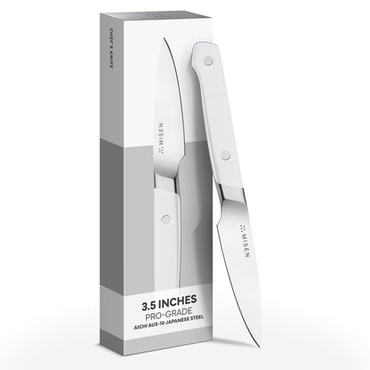 Misen 3.5" Paring Knife – Precision High-Carbon Stainless Steel Blade – Ergonomic Handle for Peeling, Trimming, and Slicing – Lightweight, Versatile Kitchen Tool for All Culinary Tasks - White