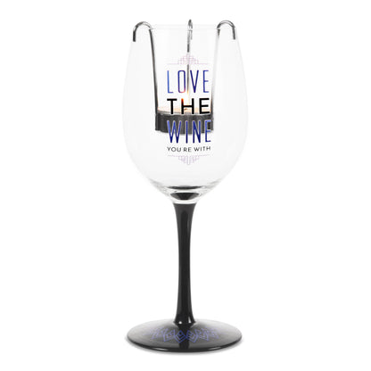 Pavilion Gift Company Pretty Inappropriate "Love The Wine You're With" Wine Glass Candle Holder, Purple