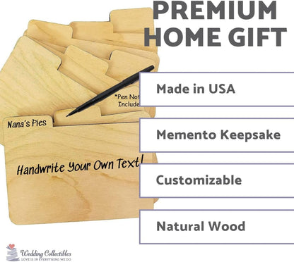 Wood 4x6 Recipe Dividers (Set of 9) with Tabs - Handwrite Personalized Text for Recipe Dividers, Perfect Gift for Cooks
