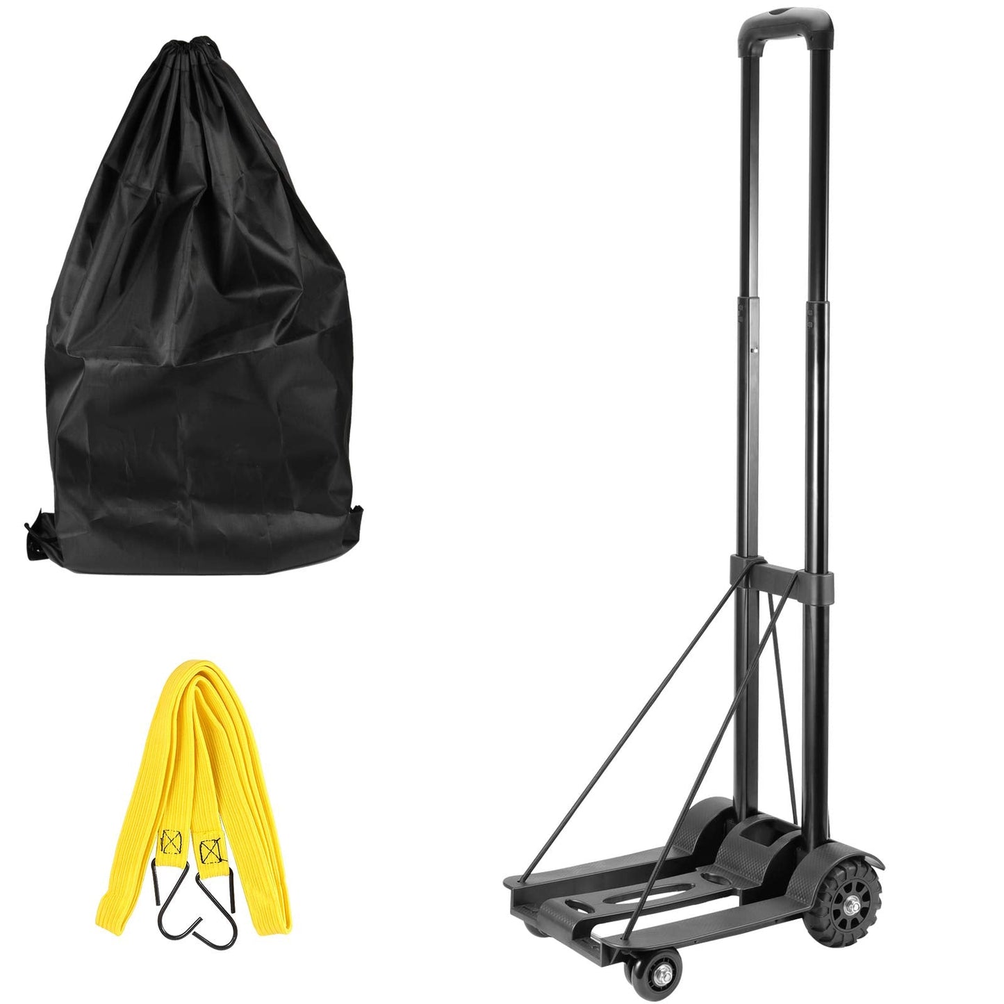 HOZEON Folding Hand Truck, 88 Lbs 40 KG Heavy Duty 4-Wheel Solid Construction Utility Cart for Luggage, Lightweight Compact Portable Fold Up Dolly for Luggage, Travel, Shopping Moving, Office, Black