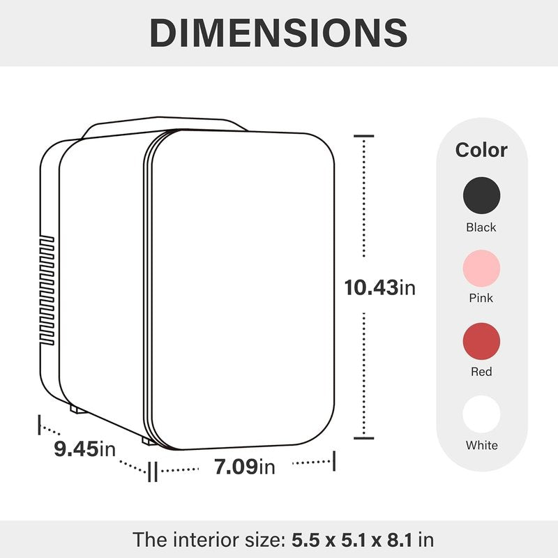 Simple Deluxe 4L/6 Can Portable Mini Fridge, Cooler & Warmer Freon-Free Small Refrigerator, for Skincare, Beverage, Food, Cosmetics, for Bedroom, Office, Dorm, White