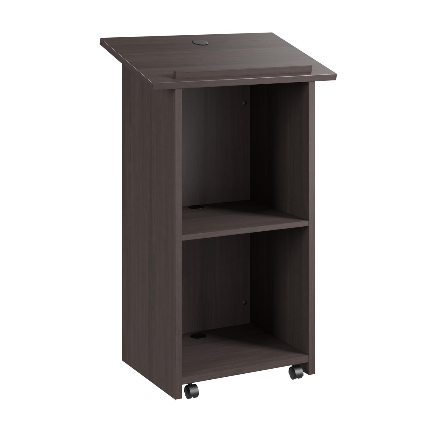 Bush Business Furniture Podium Lectern, 48 inch Tall, Professional-Grade Mobile Presentation Stand Up with Shelves, Envision Collection, Gray