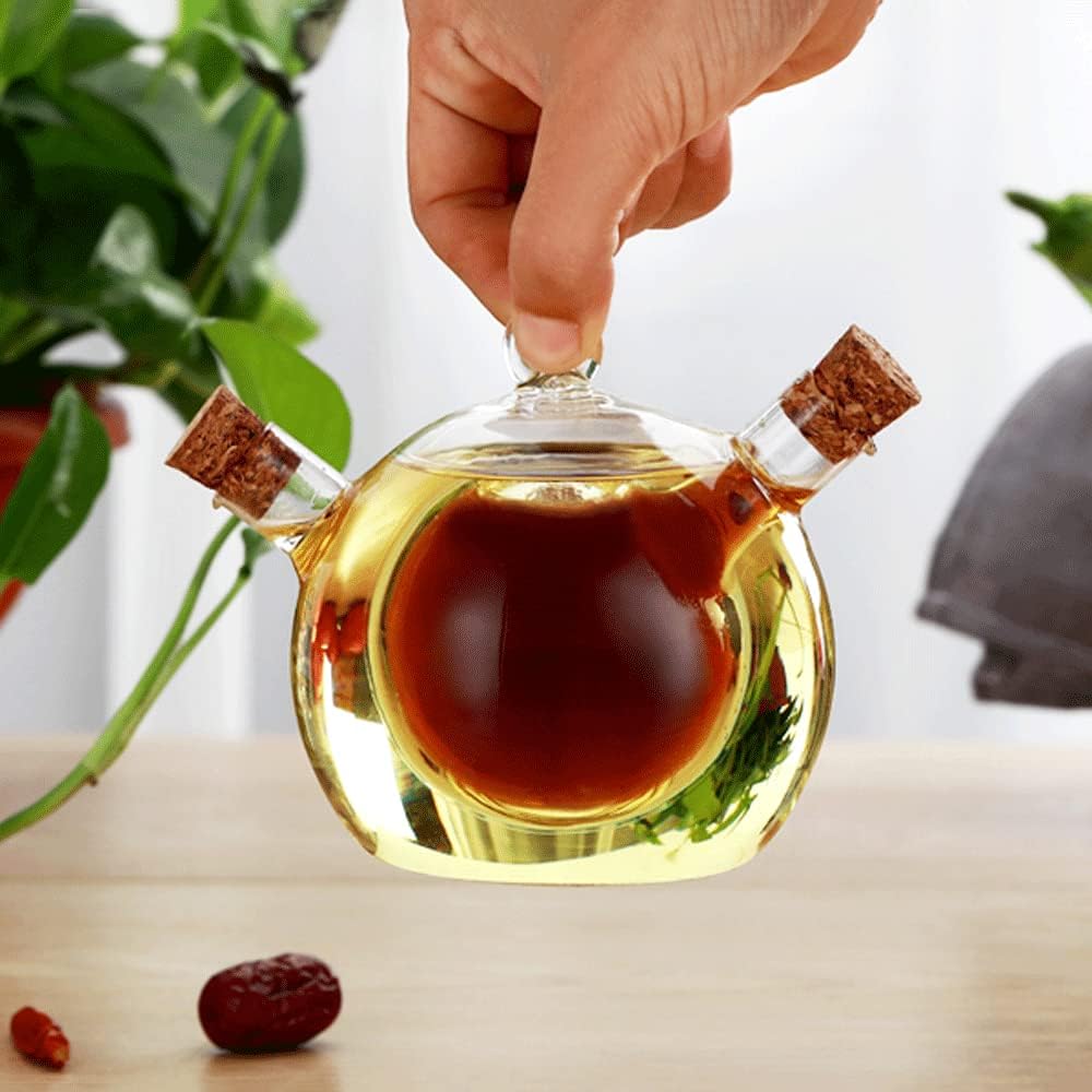2 1 in Oil and Vinegar Dispenser Cruet Bottle, Kitchen Supplies Glass Olive Oil and Balsamic Vinegar Cruet Bottle