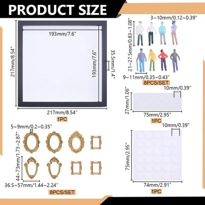 HOBBIESAY DIY Mini Gold Frames Silhouette Box Shadow Box Frame Kit with Gold Miniature Museum & Figurines DIY Photo Family Memory Display Case Frame Silhouette Boxs for Anniversary Wedding Home Decor
