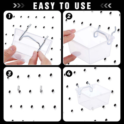 mekueeex 16 Set Clear Peg Board Bins and Baskets Pegboard Organizer Accessories with Hooks Pegboard Containers Wall Sticker Label and Pen for Craft Storage Tool Organizer Garage Storage