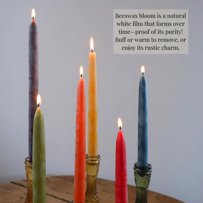 Candlestock Beeswax Taper Candles – Standard 7/8" Diameter, Pure 100% Natural USA Beeswax, Cotton Wick, Dripless, Long-Burning, Handmade in Woodstock, NY- 12 Inches - 1 Pair (2 Candles) - Orange