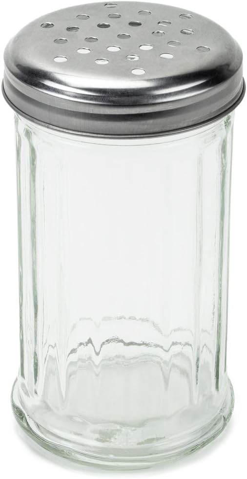 1 Pack 12oz. of Spice & Cheese Shaker|Glass Jar, Metal Lid & Extra Large Holes for Parmesan & Spices by Back of House