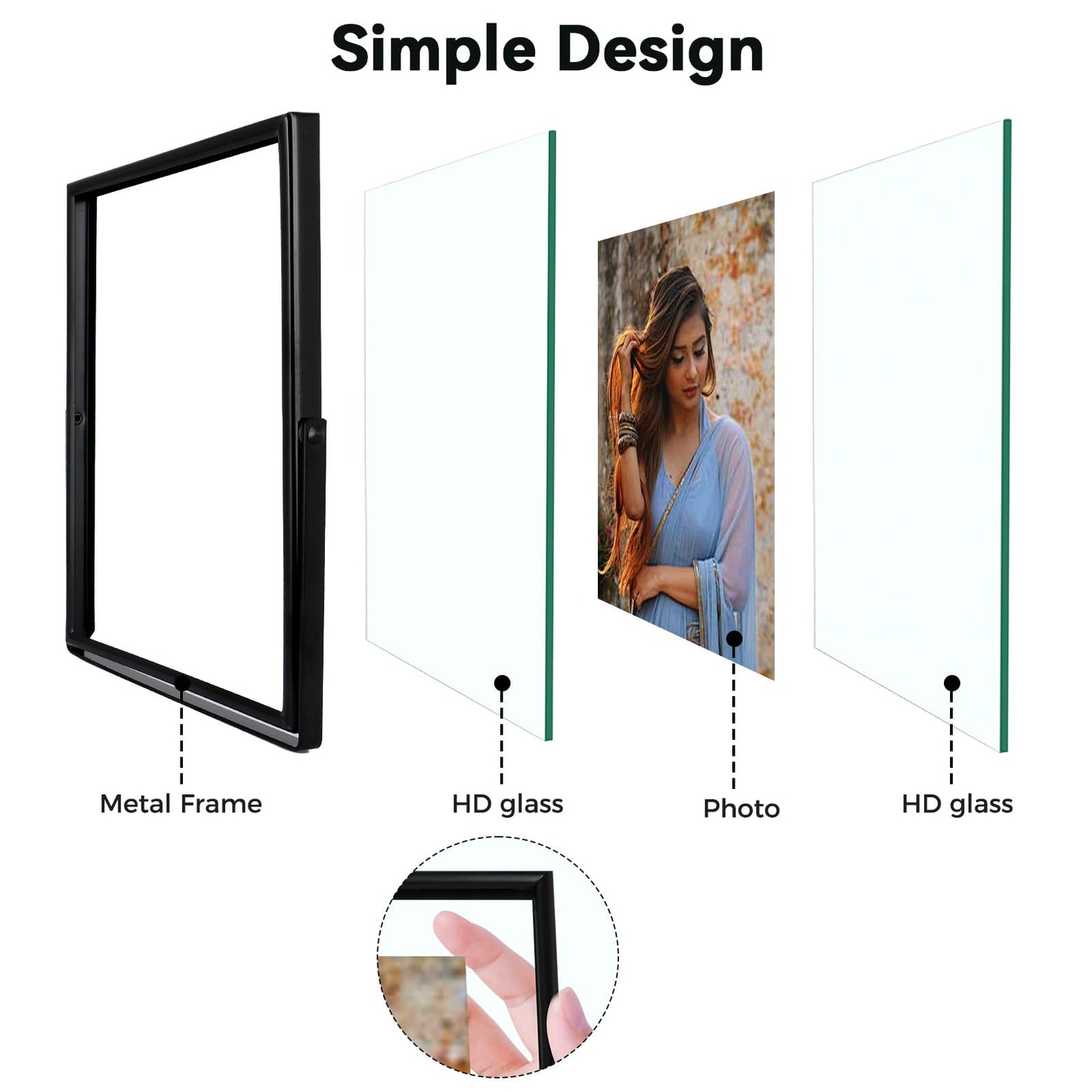 AhaGo Black Floating Frame, 8x10 Inches, Vertical, Set of 2, For Picture 7x9,6x8, 5x7, Tabletop Shelf Photo Frames, Classy For Father's Day, Wedding or Birthday