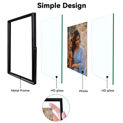 AhaGo Black Floating Frame, 8x10 Inches, Vertical, Set of 2, For Picture 7x9,6x8, 5x7, Tabletop Shelf Photo Frames, Classy For Father's Day, Wedding or Birthday