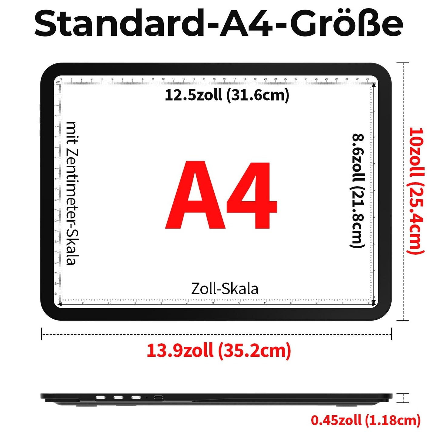 Zocelight Rechargeable A4 Light Pad with Built-in Stand,Super Bright Magnetic Light Table with Physical Buttons,Wireless Light Box for Tracing, Light Board for Diamond Painting,Sketching Weeding Vinyl