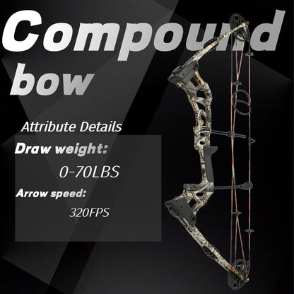 POEARCUS 0-70lb Draw Weight Adjustable Compound Bow Set 320 FPS IBO Archery Kit for Hunting & Target Practice