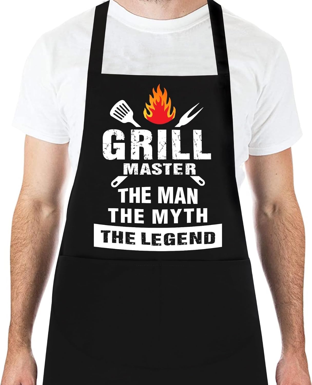 GENSTORES Funny Grilling Aprons for Men with Pockets BBQ Novelty Cooking Apron for Son Grandad Christmas Fathers Day