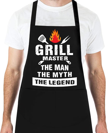 GENSTORES Funny Grilling Aprons for Men with Pockets BBQ Novelty Cooking Apron for Son Grandad Christmas Fathers Day