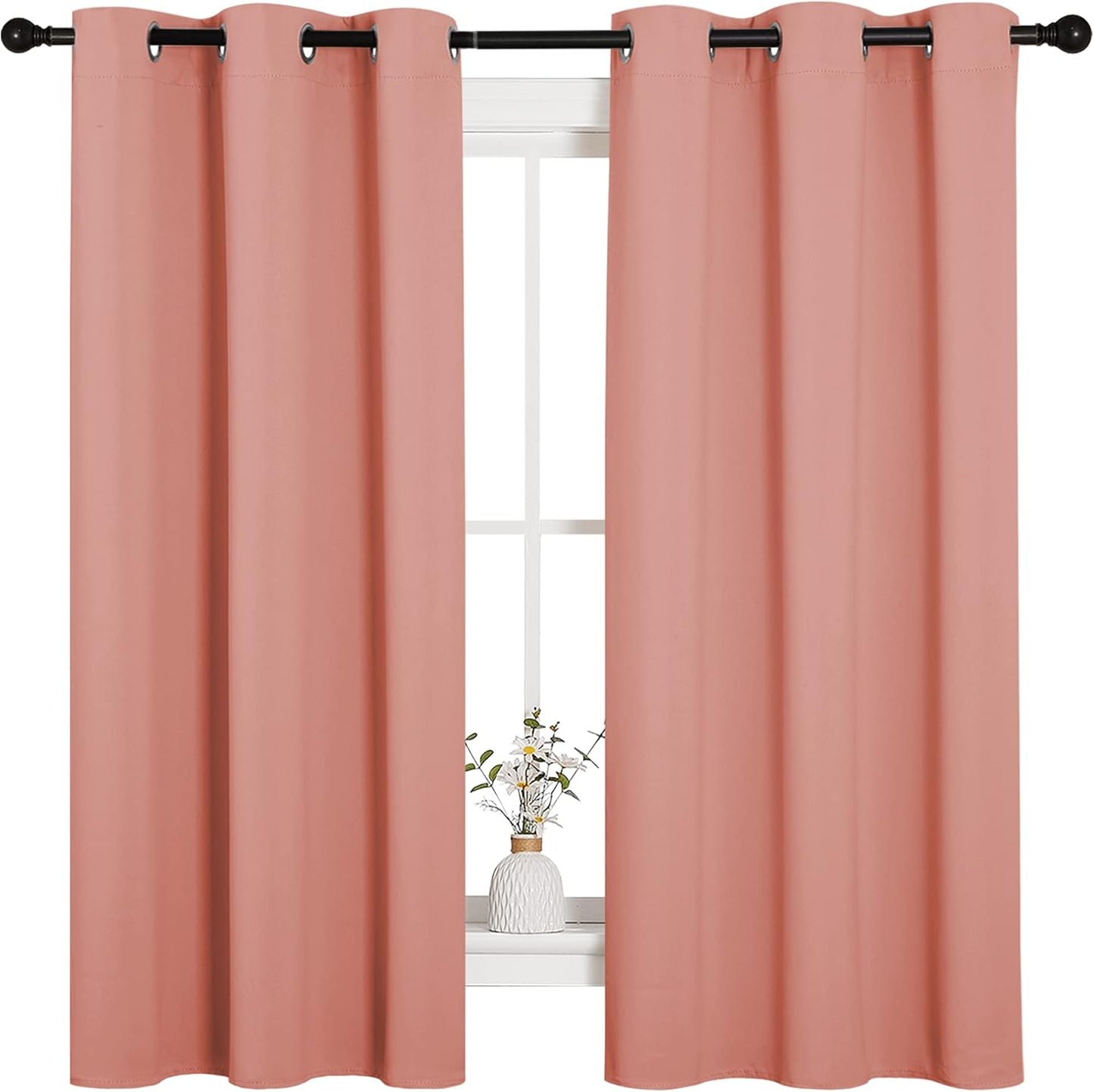 NICETOWN Grommet Blackout Curtains - Light Blocking Draperies for Bedroom & Nursery | Coral, 2 Panels (W42 x L63)