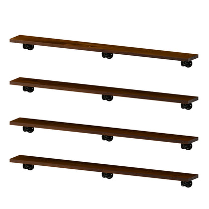 IEO Industrial Pipe Shelving Shelf,Wall Shelves Wood Shelf:Kitchen Shelves, 60 Inches Wood Long Floating Shelves for Wall Farmhouse Pipe Book Shelves Dark Brown for Decor and Bar Shelving