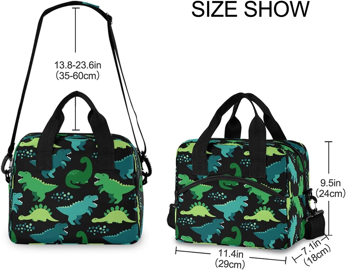 Cute Dinosaur Lunch Bag - Insulated Tote with Shoulder Strap for Office Work and Picnic
