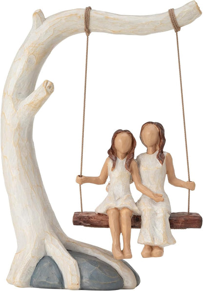 Regine Switzerland Swing Statue - Hand-Painted Mother Daughter Figurine | Perfect Birthday Gift