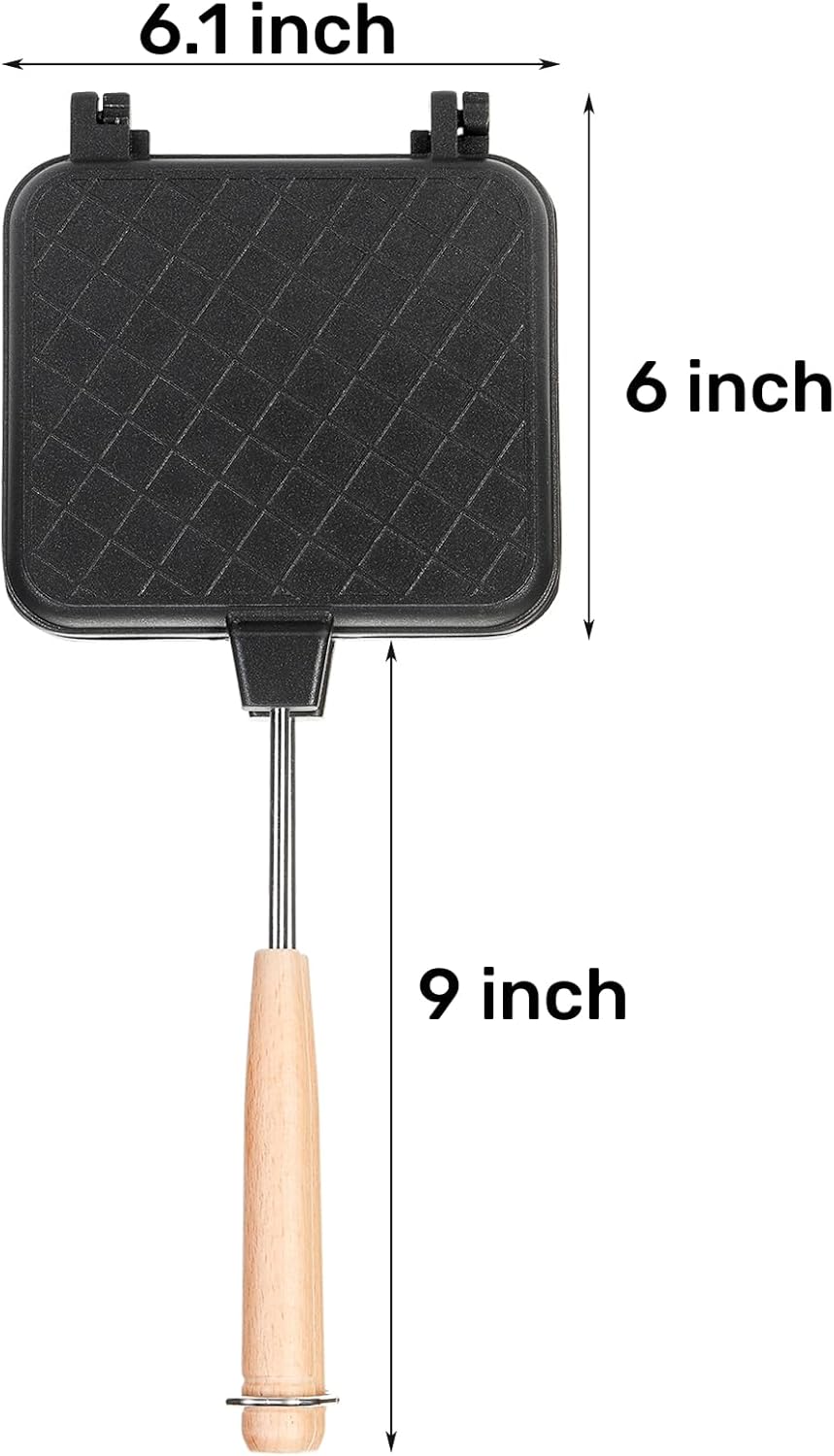 Hot Sandwich Maker, Non-stick Grilled Panini Maker with Handle, Stovetop Camping Sandwich Toaster Aluminum Flip Pan for