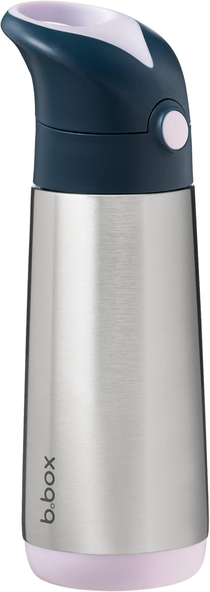17 oz 15 b.box Insulated Water Bottle - Kids Water Bottle Stainless Steel w/Free Flow Silicone Straw, Keeps Drinks Cold
