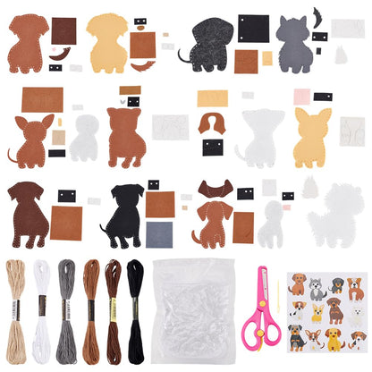 AHANDMAKER Sewing Felt Craft Kit Puppy Felt DIY Crafting and Sewing Set Dog Shape Stuffed Animal Making Set for Beginners Craft, Christmas Birthday Gift
