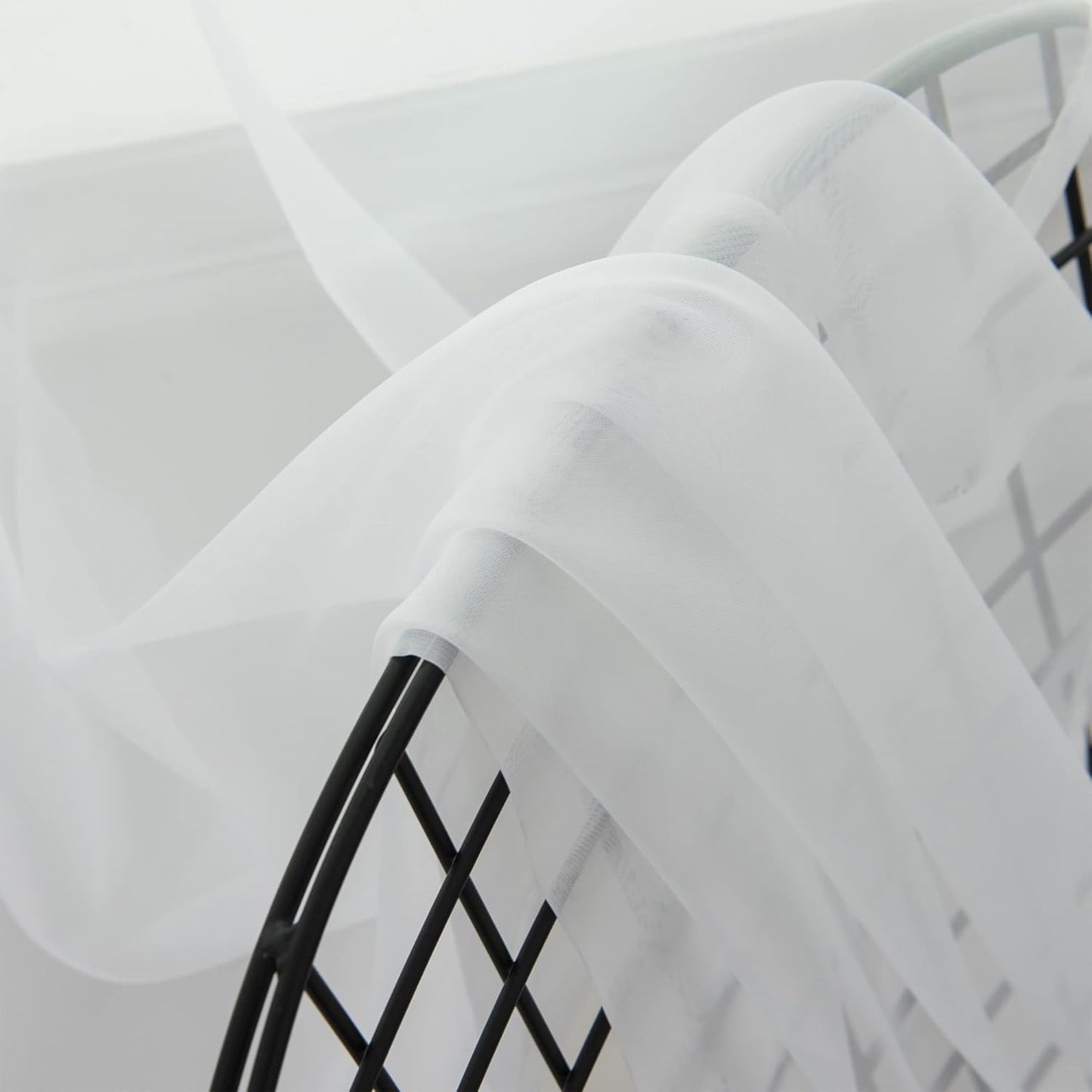 White Sheer Curtains - 54 inches Long for Bedroom, Top Rod Pocket Sheer Window Panels for Nursery, Living Room