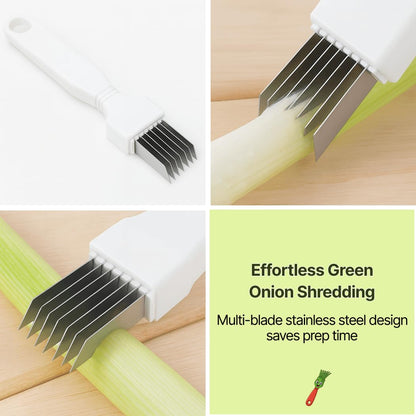 4-Pack Green Onion Shredder, Japanese Negi Cutter Vegetable Slicer with Stainless Steel Multi-Blade, Herb & Scallion Cutter Tool for Garnish, Ramen, Salad & Kitchen Prep